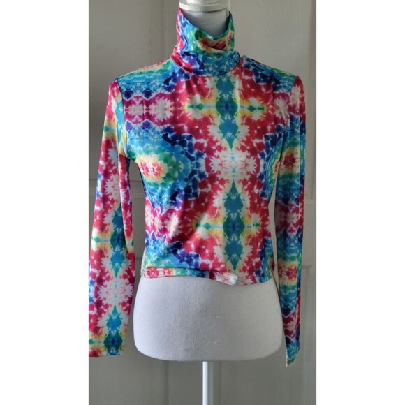 Herou Tie Dye Mock Turtleneck Slim Fitted Lightweight Shirts Sz M - Picture 1 of 5
